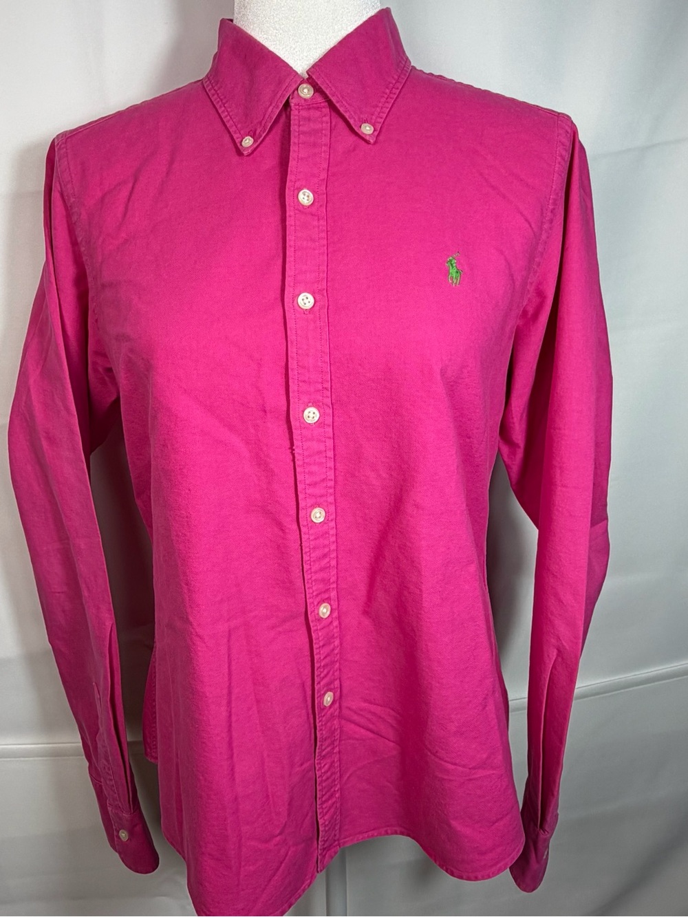 Ralph Lauren Sport Women's Size 12 Slim Fit Pink Button Down Shirt Oxford Cotton